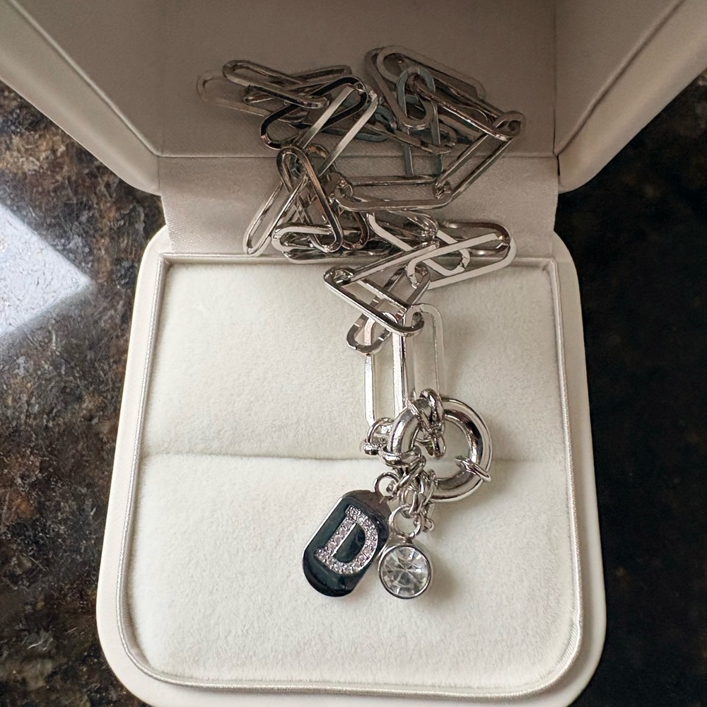 Elegant Silver Necklace with letter charm D